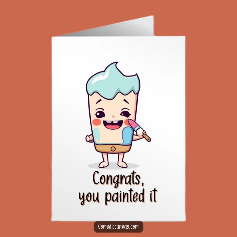 Free Printable Congrats Card: Paintbrush Paints Smile, Uplifting Downloadable Gift