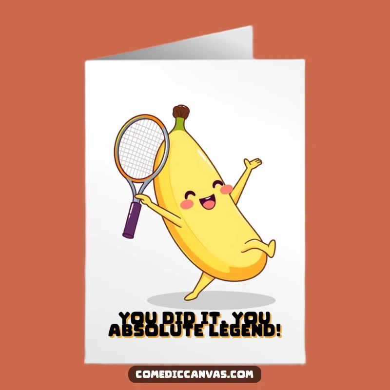 Free Printable Banana Tennis Cartwheel Funny Congrats Card - DIY Downloadable Gift