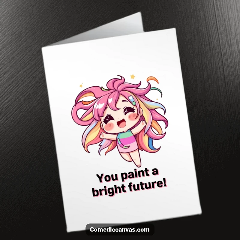 Funny Free Printable Congratulations Card: A blushing art palette joyfully swirling with vibrant colors to celebrate success.