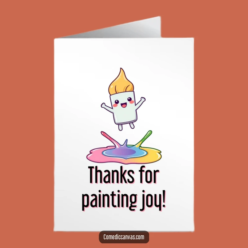Free Printable Kawaii Thank You Card: Joyful Paintbrush Art Gratitude Humor Downloadable
