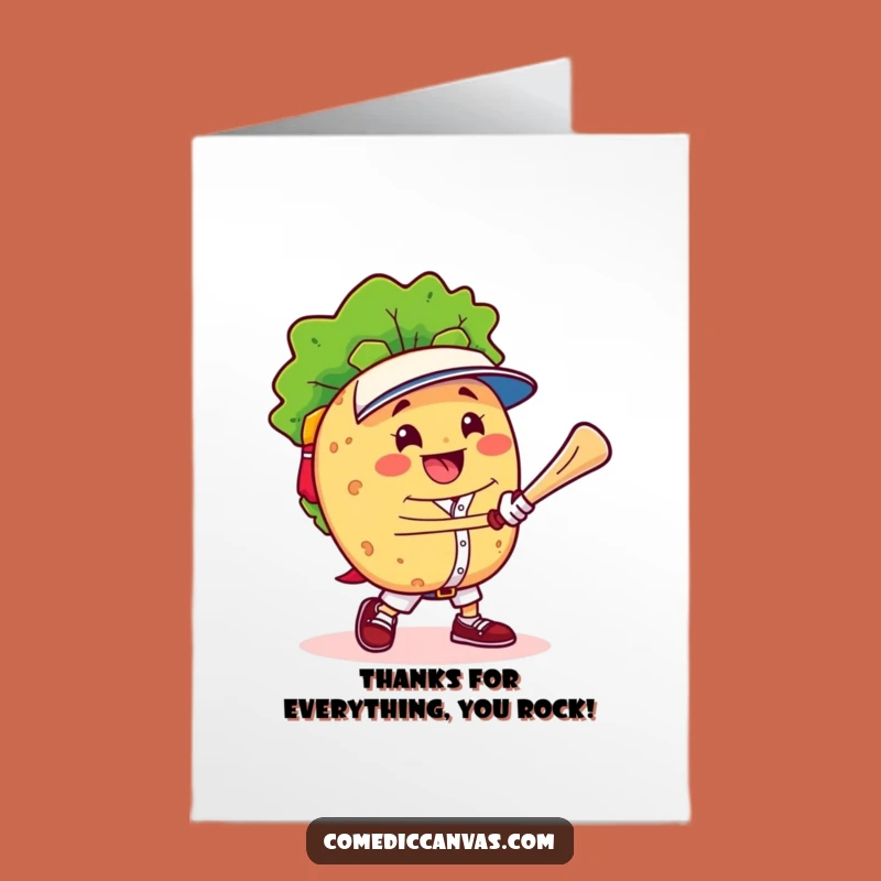 Free Printable Taco Baseball Star Funny Thank You Card - Easy Downloadable Gift