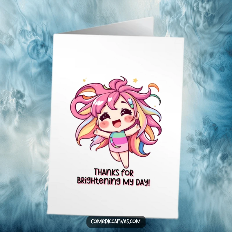 Funny Free Printable Thank You Card: A blushing art palette swirling with bright colors expressing sincere gratitude.