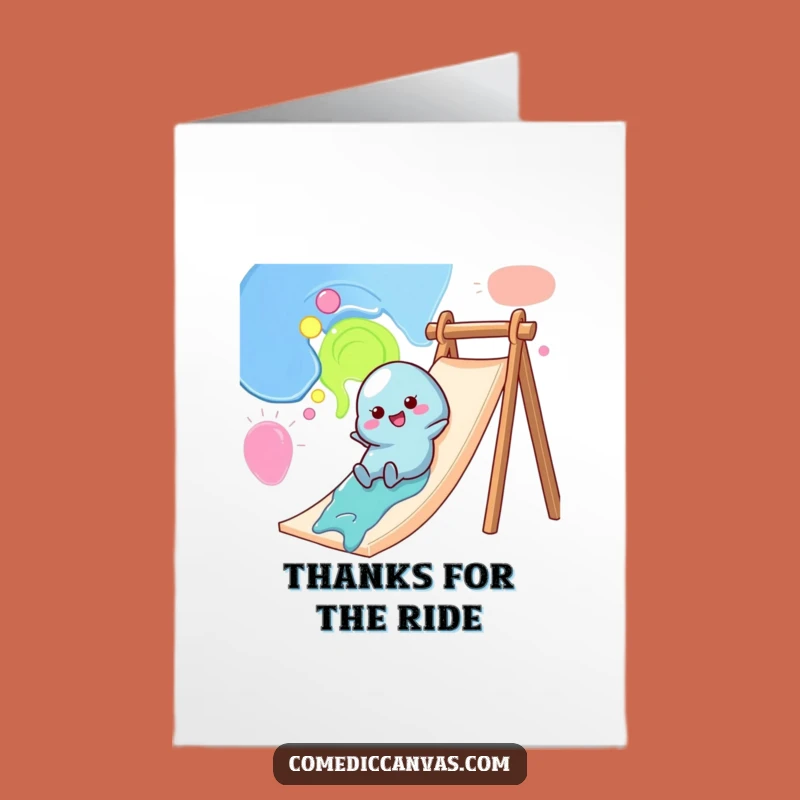 Free Printable Thank You Card: Wobbly Paint Blob Slide, Cheerful Downloadable Gift
