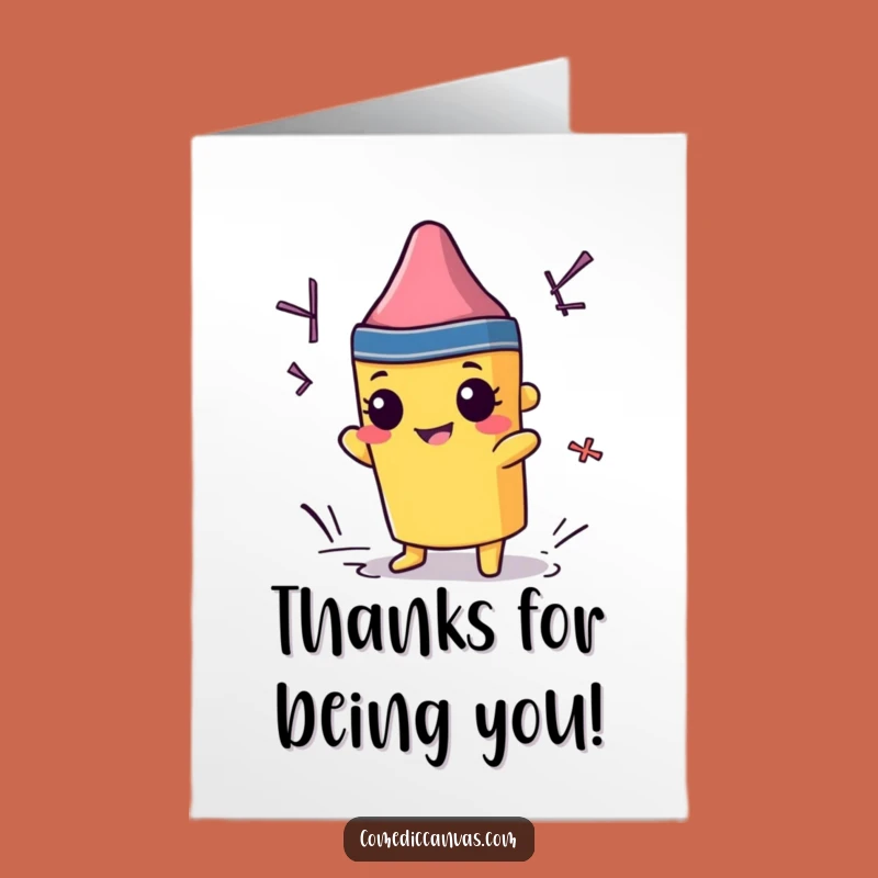 Free Printable Thank You Card: Mischievous Crayon Appreciation Outside Lines Downloadable