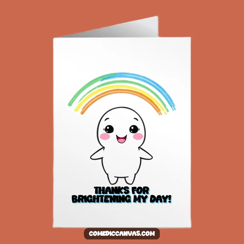 Free Printable Thank You Card: Crayon Rainbow Character Funny Gratitude Downloadable