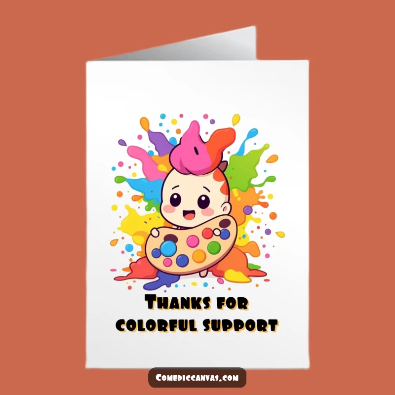 Free Printable Thank You Card: Paint Palette Splash, Colorful Funny Downloadable Gift