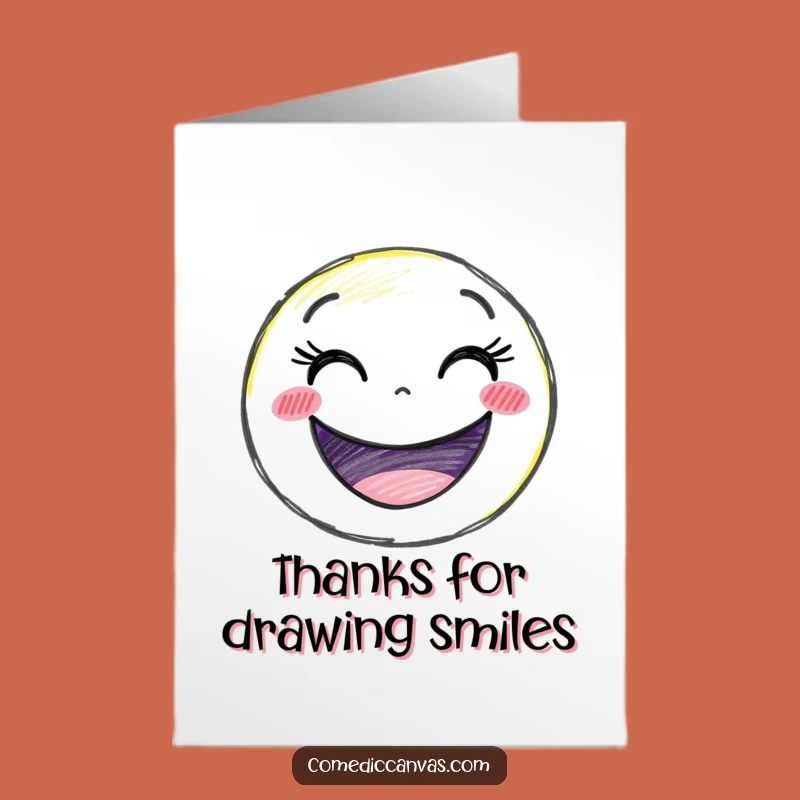 Free Printable Thank You Card: Crayon Smiley Art, Cheerful Downloadable Gift