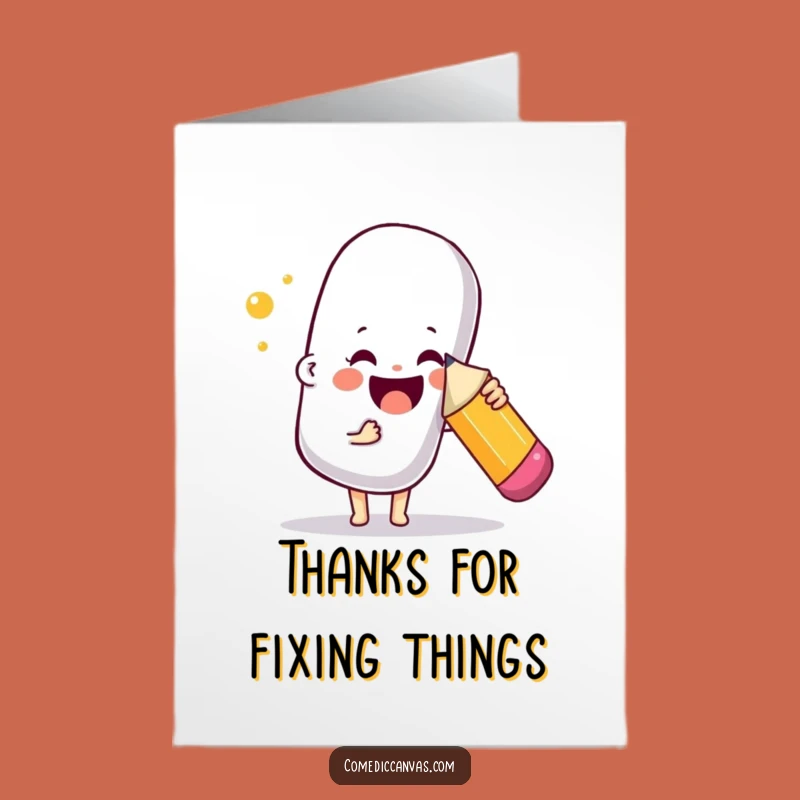 Free Printable Thank You Card: Eraser Poke Character Funny Downloadable Gift