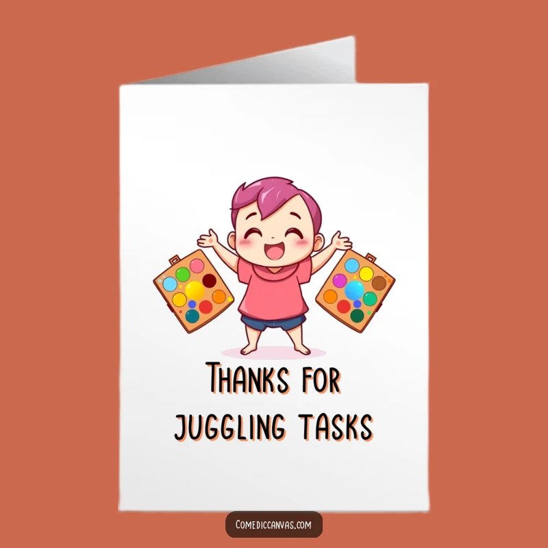 Free Printable Thank You Card: Colorful Juggler Expresses Thanks Downloadable Gift