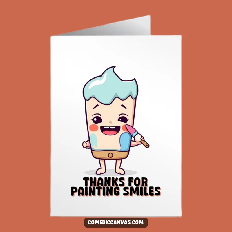 Free Printable Thank You Card: Paintbrush Paints Smile, Heartfelt Downloadable Gift
