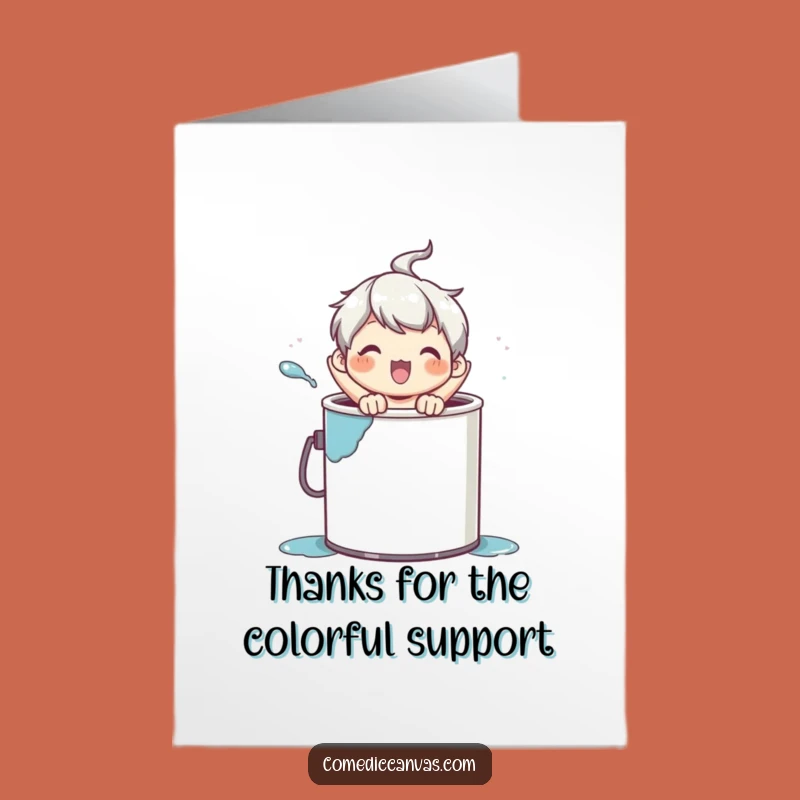 Free Printable Thank You Card: Paint Can Character Expressing Gratitude Downloadable