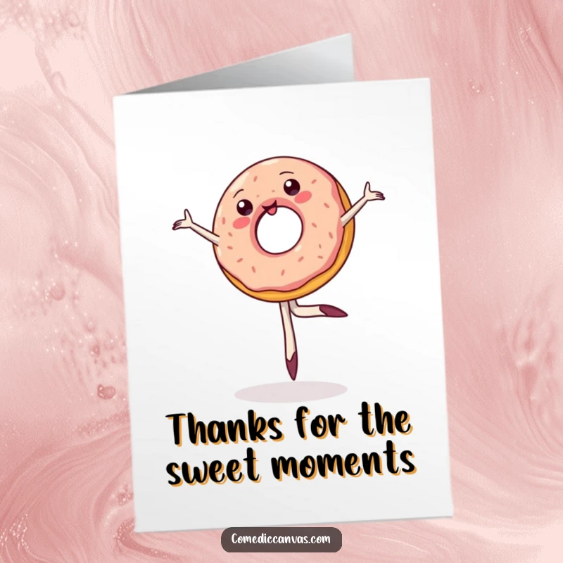 Funny Free Printable Thank You Card: A clumsy donut's ballet attempt, sure to bring a smile.