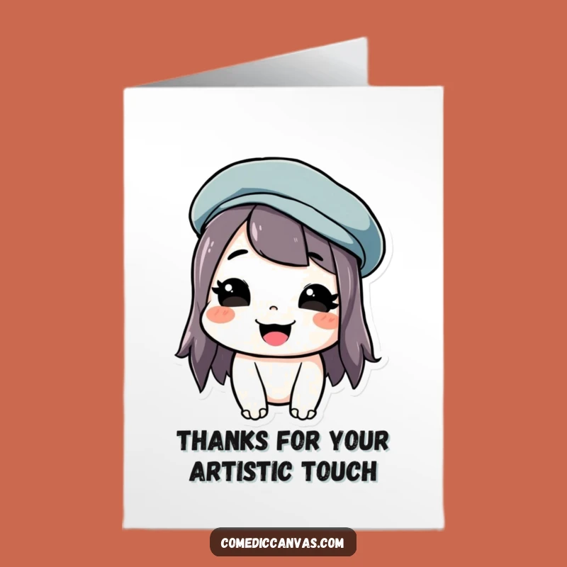 Free Printable Thank You Card: Beret Artist Character Humorous Appreciation