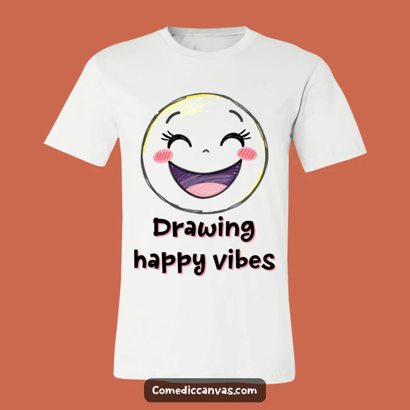 Funny Smiley Crayon T-Shirt - Delighted Character Art Tee