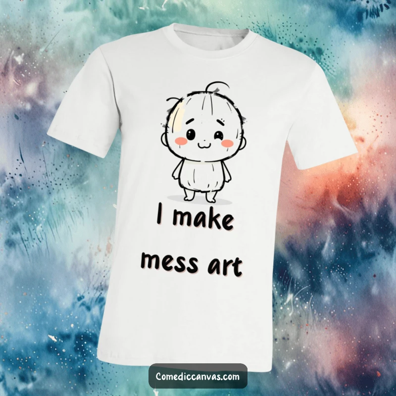 Funny t-shirt showcasing a determined charcoal stick character joyfully smudging artistic lines with a wide, happy grin, perfect for art lovers.