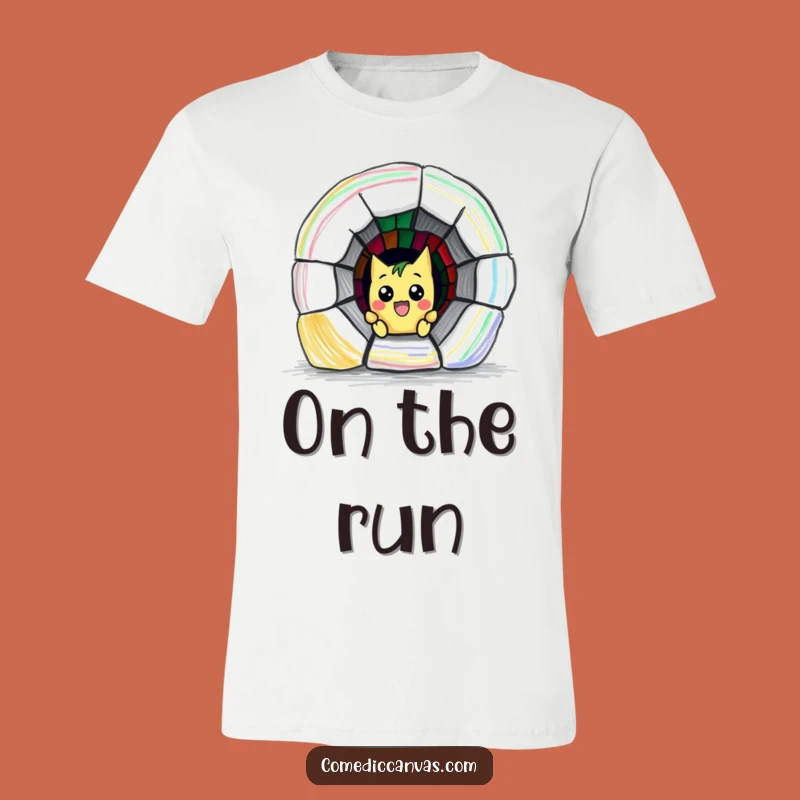 Funny Crayon Escape T-Shirt: Mischievous Artist Drawing Funny Tunnel, Great Gift