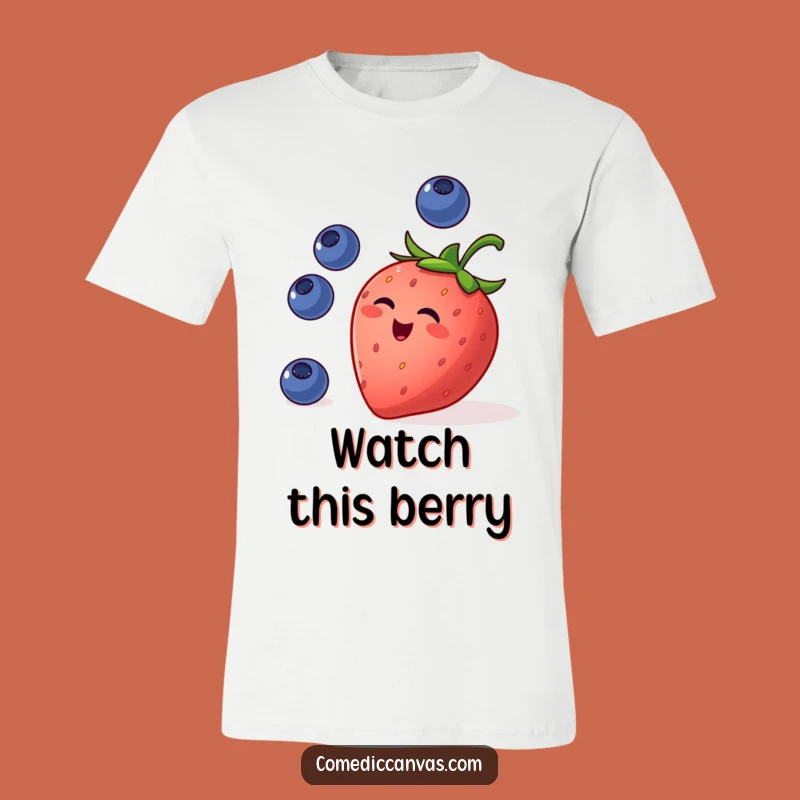 Funny Strawberry Juggling T-Shirt: Playful Fruit Tee for Berry Enthusiasts