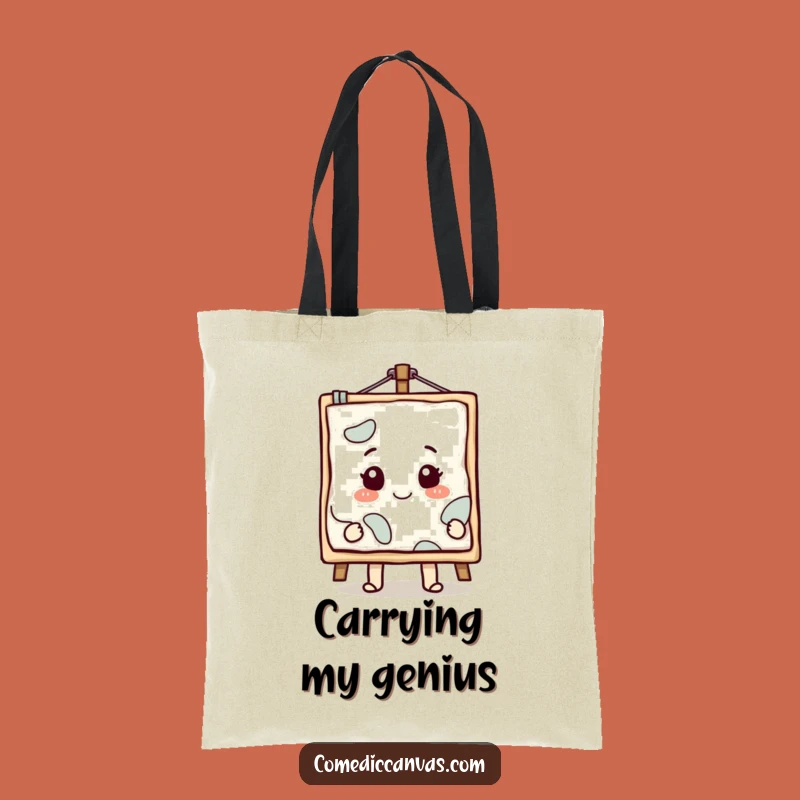Funny Masterpiece Canvas Tote Bag - Smiling Character Art Accessory