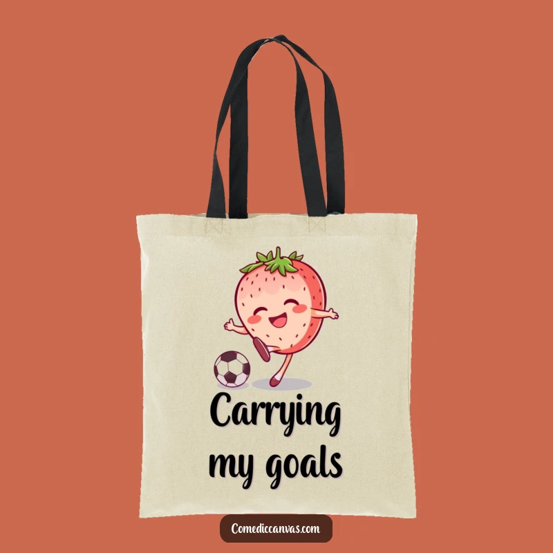 Funny Strawberry Soccer Kick Tote Bag Carry Your Game Day Essentials