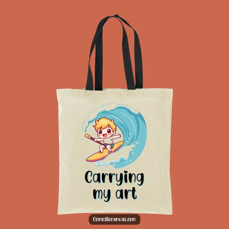 Funny Art Wave Paintbrush Tote Bag: Carry Your Creativity & Laughs