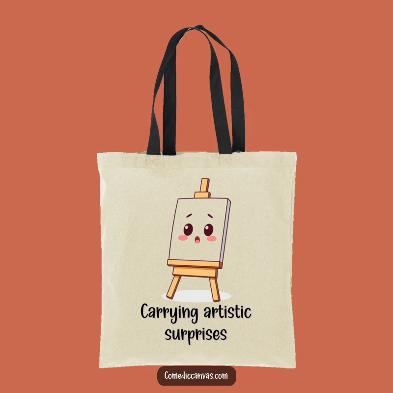 Funny Surprised Easel Tote Bag - Hilarious Art Supply Gift