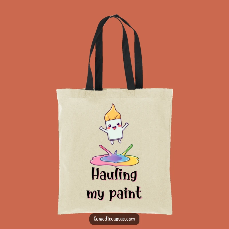 Funny Joyful Paintbrush Tote Bag - Hilarious Art Supply Gift